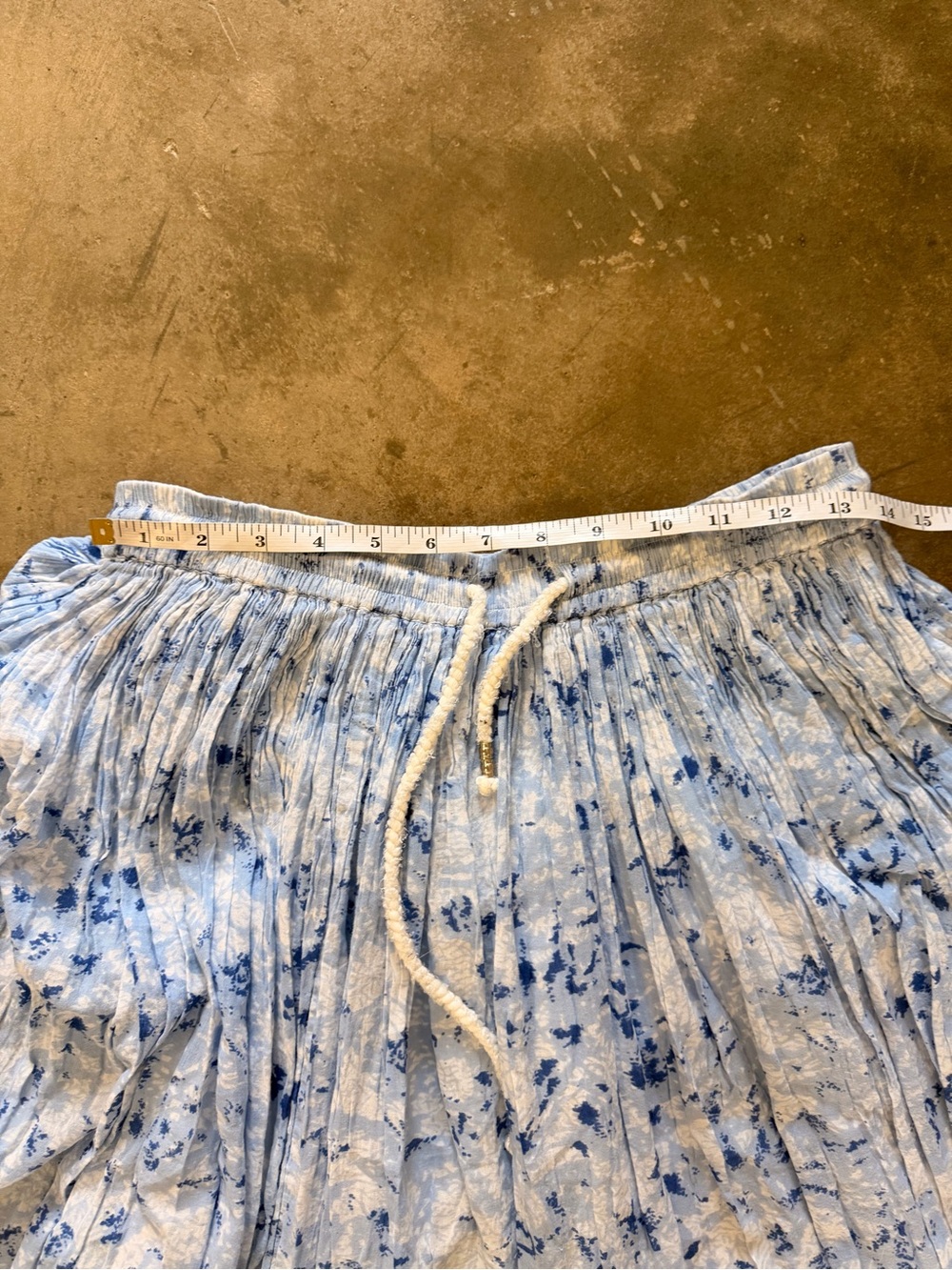 Mlle Gabrielle Blue White Boho Cotton Drawstring Maxi Skirt Small - Picture 4 of 11